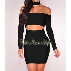 Black bandage choker dress